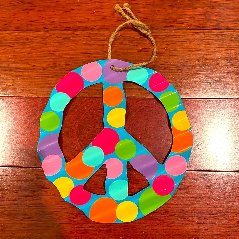 Handmade hanging peace sign